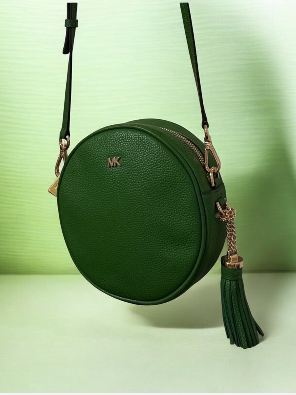 MICHAEL KORS Crossbody Removable Strap Tassel 2000s Canteen Pebbled Leather Bag - Picture 5 of 16